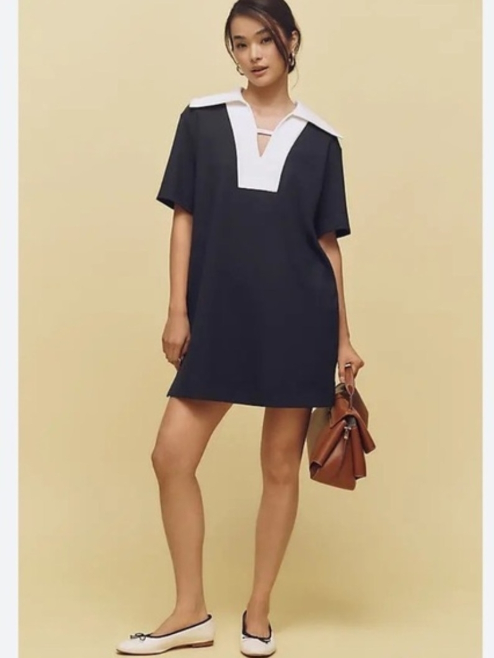 Anthropologie Aligne Natty Navy & White Mini Dress Large
